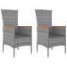 Ensemble de salon de jardin 3 pcs gris poly rotin et acacia - Photo n°4