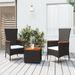 Ensemble de salon de jardin 3 pcs noir poly rotin et acacia - Photo n°2