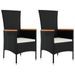 Ensemble de salon de jardin 3 pcs noir poly rotin et acacia - Photo n°4