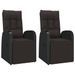 Ensemble de salon de jardin 3 pcs noir poly rotin et acacia - Photo n°4