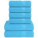 Ensemble de serviettes 6 pcs turquoise 360 g/m² 100% coton - Photo n°1