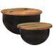 Ensemble de tables basses 2 pcs noir bois récupération massif - Photo n°9