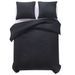Ensemble housse de couette Satin de coton Noir 200x200/60x70 cm - Photo n°1