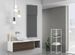 Ensemble meuble de salle de bain 1 tiroir blanc et noyer pierre grise et miroir Catan L 135 cm - Photo n°1