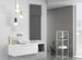 Ensemble meuble de salle de bain 1 tiroir laqué blanc et pierre grise et miroir Catan L 135 cm - Photo n°1