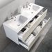 Ensemble meuble de salle de bain 2 tiroirs bois blanc double vasque et miroir à LED Oga L 120 cm - Photo n°2