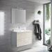 Ensemble meuble de salle de bain 2 tiroirs bois blanc et miroir à LED Oga L 70 cm - Photo n°1