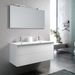 Ensemble meuble de salle de bain 2 tiroirs laqué blanc double vasque et miroir à LED Oga L 120 cm - Photo n°1