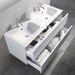 Ensemble meuble de salle de bain 2 tiroirs laqué blanc double vasque et miroir à LED Oga L 120 cm - Photo n°2