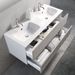 Ensemble meuble de salle de bain 2 tiroirs laqué blanc et beige double vasque et miroir à LED Oga L 120 cm - Photo n°2