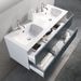 Ensemble meuble de salle de bain 2 tiroirs laqué blanc et bleu effet pierre double vasque et miroir à LED Oga L 120 cm - Photo n°2