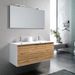 Ensemble meuble de salle de bain 2 tiroirs laqué blanc et chêne double vasque et miroir à LED Oga L 120 cm - Photo n°1