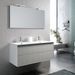 Ensemble meuble de salle de bain 2 tiroirs laqué blanc et gris double vasque et miroir à LED Oga L 120 cm - Photo n°1