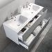 Ensemble meuble de salle de bain 2 tiroirs laqué blanc et gris double vasque et miroir à LED Oga L 120 cm - Photo n°2