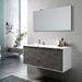 Ensemble meuble de salle de bain 2 tiroirs laqué blanc et gris oxyde et miroir à LED Goa L 120 cm - Photo n°1