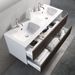 Ensemble meuble de salle de bain 2 tiroirs laqué blanc et marron double vasque et miroir à LED Oga L 120 cm - Photo n°2