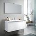 Ensemble meuble de salle de bain 2 tiroirs laqué blanc et miroir à LED Lago L 120 cm - Photo n°1