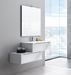 Ensemble meuble de salle de bain 2 tiroirs laqué blanc et miroir à LED Selb L 140 cm - Photo n°1