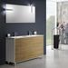 Ensemble meuble de salle de bain 3 tiroirs bois blanc et chêne clair et miroir à LED Lago L 120 cm - Photo n°1