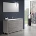 Ensemble meuble de salle de bain 3 tiroirs bois blanc et effet béton et miroir à LED Lago L 120 cm 2 - Photo n°1