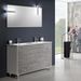 Ensemble meuble de salle de bain 3 tiroirs bois blanc et effet béton et miroir à LED Lago L 120 cm - Photo n°1