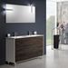 Ensemble meuble de salle de bain 3 tiroirs bois blanc et marron et miroir à LED Lago L 120 cm - Photo n°1