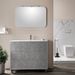 Ensemble meuble de salle de bain 3 tiroirs laqué blanc et effet béton et miroir à LED Oga L 100 cm - Photo n°1