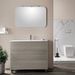 Ensemble meuble de salle de bain 3 tiroirs laqué blanc et gris et miroir à LED Oga L 100 cm - Photo n°1