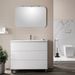 Ensemble meuble de salle de bain 3 tiroirs laqué blanc et miroir à LED Oga L 100 cm - Photo n°1