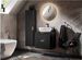 Ensemble meuble de salle de bain ADEL noir 60 cm avec vasque à poser, colonne et miroir LED - Photo n°1