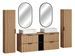 Ensemble meuble de salle de bain ADEL OAK 140 cm avec double vasque, deux colonnes et deux miroirs LED – Chêne Wotan et Rocher Gris - Photo n°1