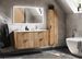 Ensemble meuble de salle de bain ADEL OAK SKY 120 cm avec double vasque, colonne, miroir LED et siphon – Chêne Wotan - Photo n°1