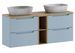 Ensemble meuble salle de bain suspendu bleu NOVA Denim 140 cm – Double vasque grise avec plan et rangements - Photo n°1