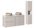Ensemble meuble salle de bain suspendu NOVA 120 cm – Double vasque ronde cappuccino avec colonne et rangements - Photo n°1