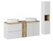 Ensemble meuble salle de bain suspendu NOVA 140 cm – Double vasque ovale blanche, colonne, rangements - Photo n°1