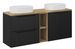Ensemble meuble salle de bain suspendu noir et naturel NOVA 140 cm – Double vasque ovale blanche avec plan et rangements - Photo n°1