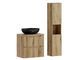 Ensemble meuble salle de bain suspendu NOVA Chêne naturel 60 cm avec vasque noir doré MONA et colonne de rangement - Photo n°1