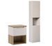 Ensemble meuble suspendu sous vasque NOVA Taupe 50 cm avec colonne et étagère bois – Rangement optimisé - Photo n°1