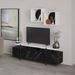 Ensemble meuble TV 4 portes et 2 étagères murales bois blanc et noir effet marbre Kusta 160 cm - Photo n°4