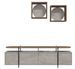 Ensemble meuble TV 4 portes et 2 étagères murales bois clair et beige effet marbre Kusta 160 cm - Photo n°1