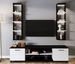 Ensemble modulable meuble TV avec bibliothèque et étagère bois blanc et noir Likaz 180 cm - Photo n°1