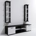 Ensemble modulable meuble TV avec bibliothèque et étagère bois blanc et noir Likaz 180 cm - Photo n°3