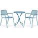 Ensemble repas de jardin ou balcon - Set bistrot table avec 2 fauteuils - Table : 60 x 70 cm, fauteuils : 54 x 64 x 77 cm - Bleu - Photo n°1