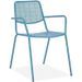 Ensemble repas de jardin ou balcon - Set bistrot table avec 2 fauteuils - Table : 60 x 70 cm, fauteuils : 54 x 64 x 77 cm - Bleu - Photo n°4