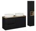 Ensemble salle de bain double vasque ovale blanche NOVA 120 cm avec meubles suspendus et colonne - Photo n°1