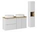Ensemble salle de bain double vasque ovale blanche NOVA 120 cm avec meubles suspendus et colonne - Photo n°1