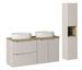 Ensemble salle de bain double vasque ovale blanche NOVA 120 cm avec meubles suspendus et colonne - Photo n°1