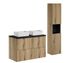 Ensemble salle de bain double vasque ovale blanche NOVA OAK 130 cm avec meubles suspendus et colonne - Photo n°1