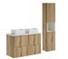 Ensemble salle de bain double vasque ovale blanche NOVA OAK 130 cm avec meubles suspendus et colonne - Photo n°1