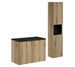 Ensemble salle de bain suspendu 2 portes NOVA OAK 110 cm avec colonne, cube décoratif et plan pour vasque - Photo n°1